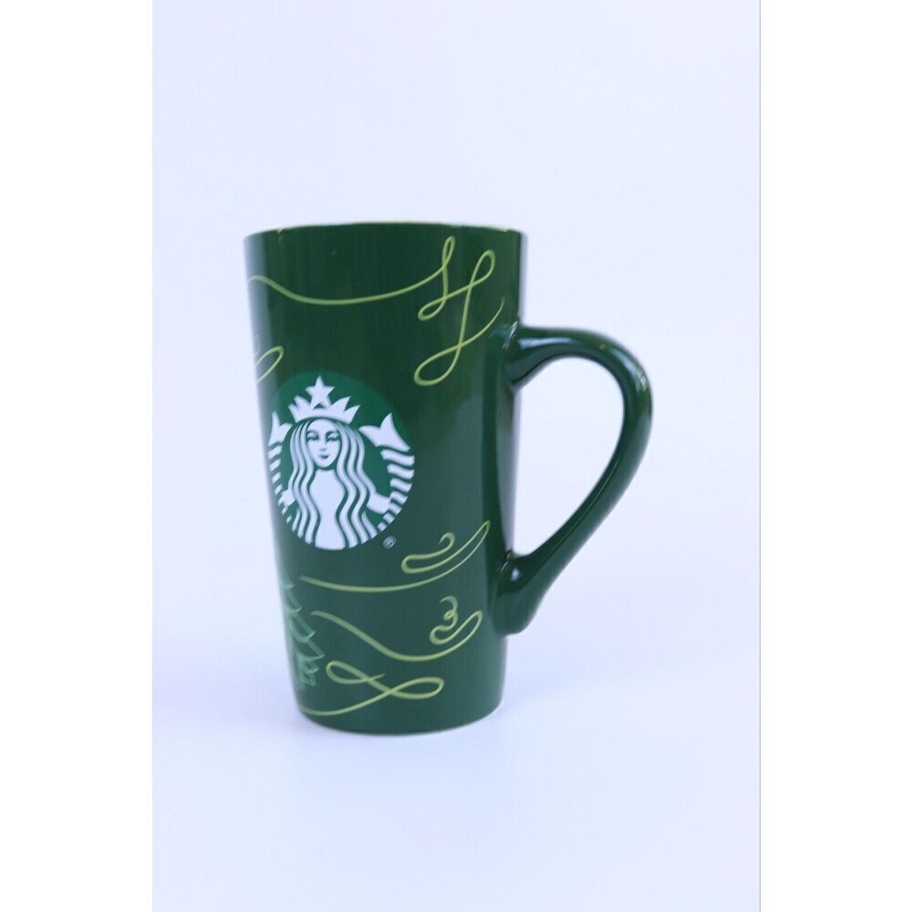 Starbucks 2020 Green Holiday Tall Ceramic Coffee Cup Mug with Siren 16 Oz